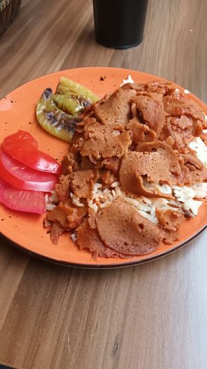 Meat doner on rice (160 TL) at Veganarsist - Balat in Istanbul