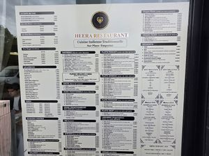 Menu as of April 2025 at Heera in Epernay