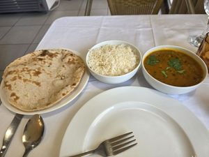 Chapati, rice, mushroom matar. at Heera in Epernay