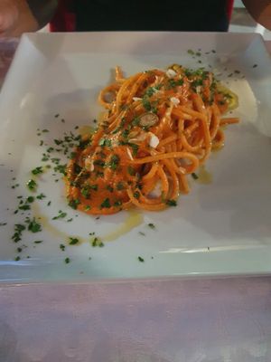 Spaghettini with capers at Osteria del Lago in Bagnoregio