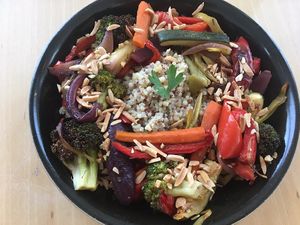 Roasted vegetables with quinoa at Casa Âncora in Sao Roque Do Pico