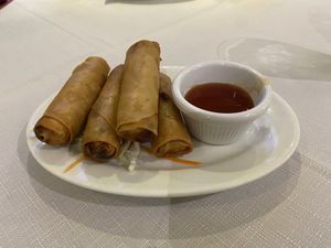 Veg spring rolls  at East in Llandudno