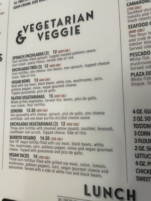 Couple of vegan options on the venu  at Plaza Azteca in Hampton