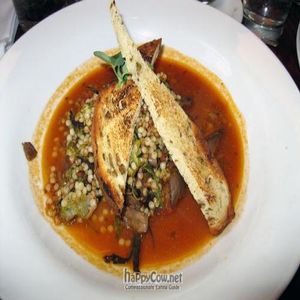 Tame and wild mushroom cioppino: San marzano tomato fennel broth, freckle sarda, leak ash, olive bread crouton $19 at Horizons in Philadelphia