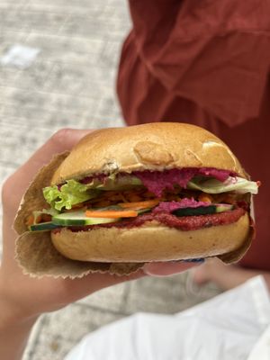 Vegan bagel  at Brooklyn Bagel Co in Split