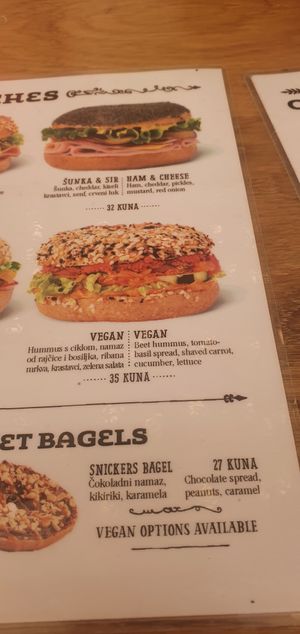 Menu description at Brooklyn Bagel Co in Split