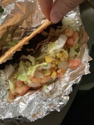 Build Your Own … Corn Shell, Black Beans, Rice, Lettuce and Corn Salsa. Vegan. Gluten free   at Barrio in Traverse City