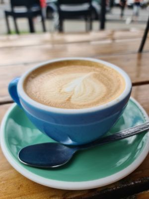 Almond latte at The Harbour House Cafe in Whitianga