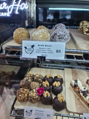 Some sweet options in the cabinet at The Harbour House Cafe in Whitianga