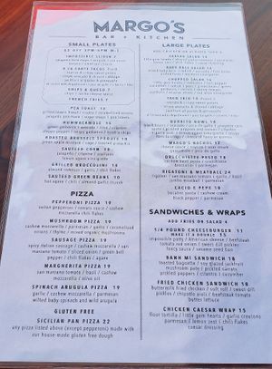 Main Menu at Margo's in Santa Monica