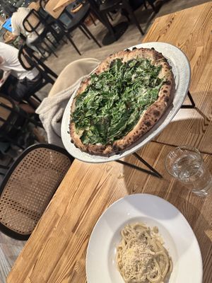 Spinach arugula pizza  at Margo's in Santa Monica