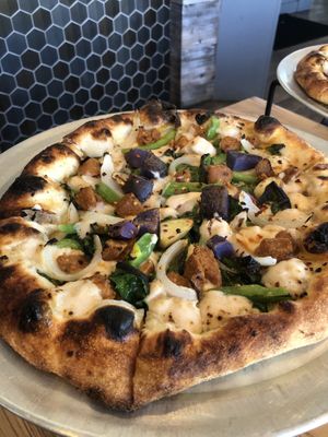 Breakfast pizza  at Margo's in Santa Monica