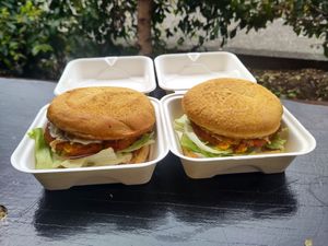 Vege Burger (made vegan) at Hahei Eatery & Ice cream in Hahei