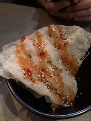 fried rice paper as free starter   at Banh Mi & Bubbles in Stuttgart