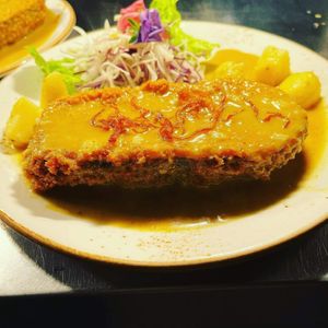 Vegan Katsu Curry (Aubergine/Eggplant) at Bonzai Pan Asian Kitchen in Douglas