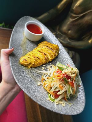 Satay Chick'n Breast & Vegan Papaya Salad at Bonzai Pan Asian Kitchen in Douglas