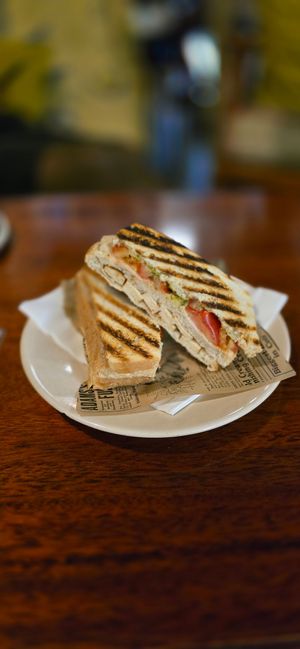 Tomato, tofu, and vegan pesto toasted sandwich at Coffee Circus in Birzebbuga