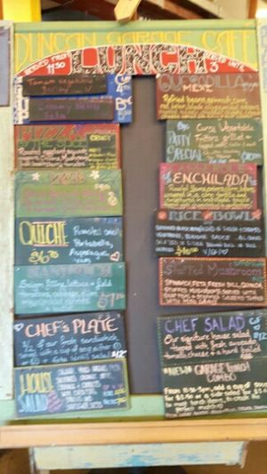 daily specials board  at Duncan Garage Cafe and Bakery in Duncan