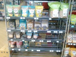 Shelf at Viva La Vegan Grocery Store in Rancho Cucamonga
