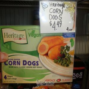 Vegan corn dogs! at Viva La Vegan Grocery Store in Rancho Cucamonga