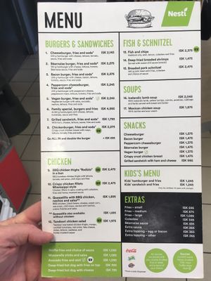 Menu  at N1 in Husavik
