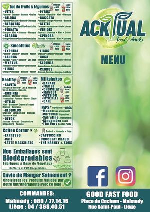 MENU DRINKS at Acktual in Malmedy