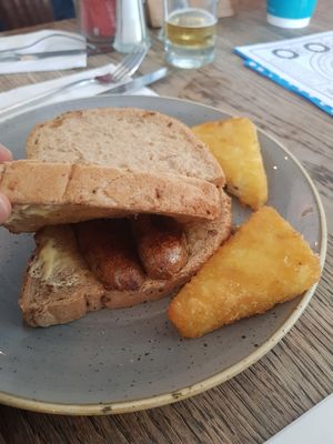 Vegan sausage buttie with hash browns at Lounges - Marisco Lounge in Scarborough