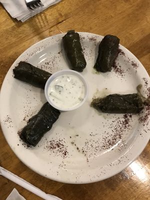 Grape leaves (didn’t eat the sauce)  at Olive in New Orleans
