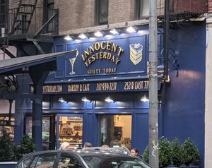 Outside, seating available outside and in at Innocent Yesterday in New York City