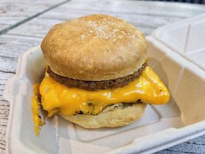 Sausage egg and cheese biscuit  at Innocent Yesterday in New York City