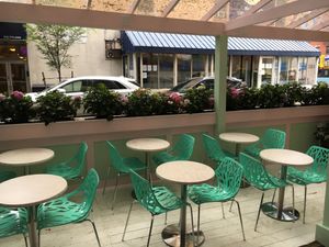 Outdoor eating at S.N.O.B. at Sophia's Natural Organic Bowls (SNOB) in New York City