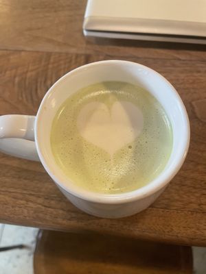 My matcha late 💚  at Rough Draft Bar & Books in Kingston
