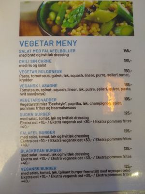 Vegetarian menu at Restaurant 34 in Stryn