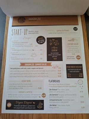 menu - starters at Dahuam.202 in Gerlos