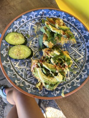 Breakfast sandwich  at Rainbow Kitchen + Rebel Tonics in Haiku