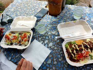 Sweet potato tacos and jackfruit bowl at Rainbow Kitchen + Rebel Tonics in Haiku