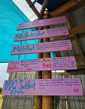 Part of the menu at Rainbow Kitchen + Rebel Tonics in Haiku