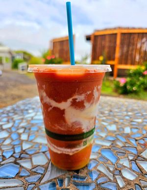 Sunrise Smoothie with Turkey Tail added in at Rainbow Kitchen + Rebel Tonics in Haiku