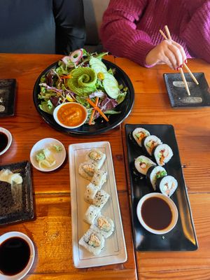 Spicy tuna roll, 3 amigo roll, Avo salad  at MA-KIN in Agoura Hills