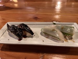 Unagi & Squid sushi ( sooooo good ! )   at MA-KIN in Agoura Hills