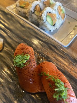 Seared albacore (this was so fucking good I want more!)   at MA-KIN in Agoura Hills