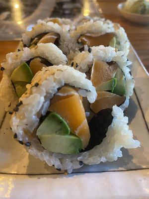 Salmon and avocado: w nice ratio of rice to the goods!  at MA-KIN in Agoura Hills