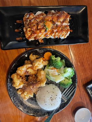 Volcano roll and orange chicken   at MA-KIN in Agoura Hills