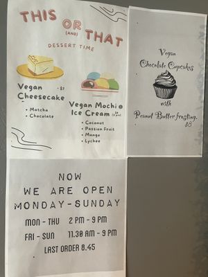 Dessert menu and opening hours  at MA-KIN in Agoura Hills