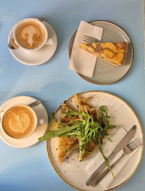 Spinach and cheese Börek, Apple cake at Café Orange in Bonn