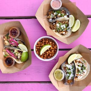 Seitan, Mushroom Tinga, Impossible Chorizo and Macha chickpeas  at Classico - Pop Up in Toronto