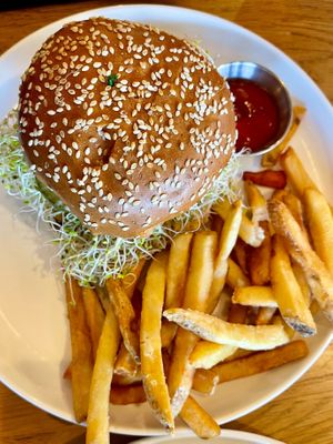 Ultimate Veggie Burger & Crispy Fries at Veggie Grill by Next Level in Santa Monica