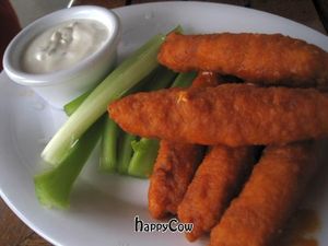 Crispy Chickin' Wings with some yummy ranch dressing. at Veggie Grill by Next Level in Santa Monica