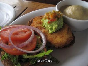 Santa Fe Crispy Chickin' with side of cauliflower mashed potatoes with gravy. at Veggie Grill by Next Level in Santa Monica