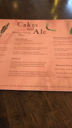 Menu at Cakes & Ale in Carlisle